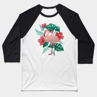 Flamingo: Pink and Green Baseball T-Shirt